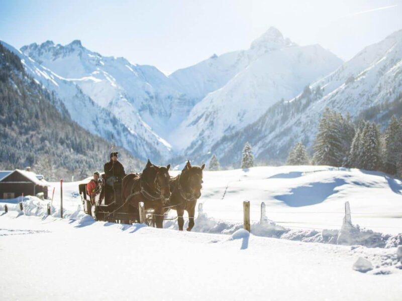 Pferdeschlittenfahrt bei Traumwetter in Oberstdorf